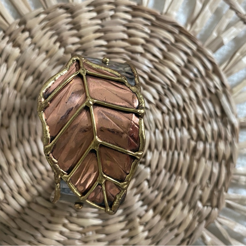 Samara Cuff Gold, Silver and Copper Leaf Cuff Bracelet - Picture 4 of 5